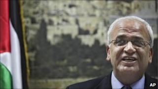 Saeb Erekat in Ramallah, 23 August
