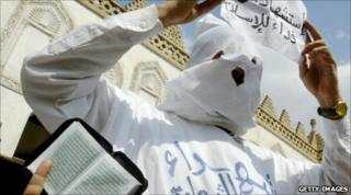 A Muslim Brotherhood demonstrator in Cairo in 2006