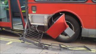 Bus and railings