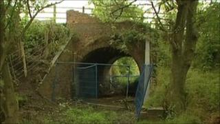 A railway line in Staffordshire where a man with a machete or samurai sword was reportedly seen