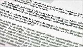 Cope of scam letter