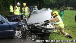 Car crash at St John