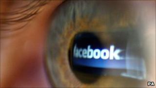 Facebook logo in human eye, PA