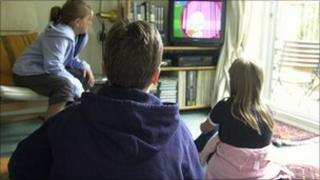 Children watching TV