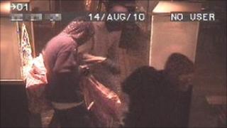 A CCTV still from the raid