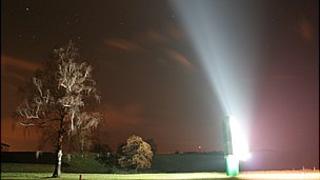 Light escapes from a billboard in Slovenia