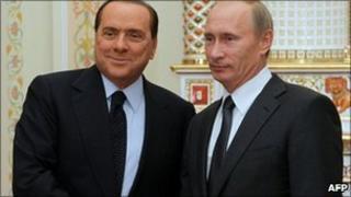 Italian PM Silvio Berlusconi and Russian PM Vladimir Putin in Novo-Ogarevo, Russia (10 Sept 2010)
