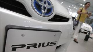 Toyota Prius hybrid vehicle on display