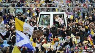 Pope in his Popemobile at Cofton Park