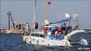 Catamaran Irene sets sail from Famagusta in Cyprus. 26 Sept 2010
