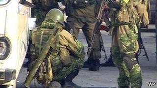 Russian paramilitary police deploy in Makhachkala, Dagestan, 25 September