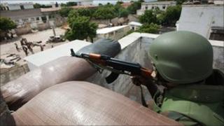 Ugandan soldier on African Union peacekeeping mission in Somalia in 2009