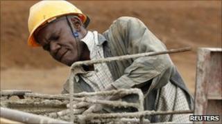Construction worker in Kenya