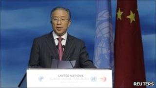 Chinese official Dai Bingguo speaks during the talks in Tianjin