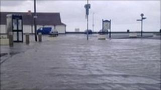 Water along the sea front at Llanfairfechan