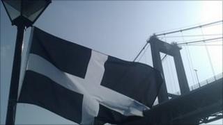 Cornish flag at Tamar Bridge