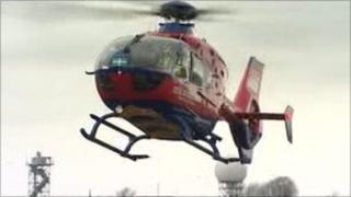 Devon air ambulance in flight