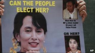 A poster of Burma's detained democracy leader Aung San Suu Kyi