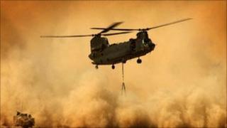 Chinook helicopter in Afghanistan