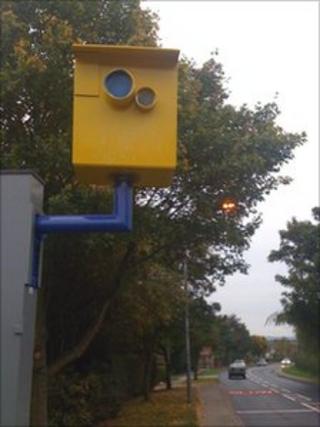 Vandalised speed camera in Cossall