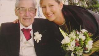 Dr Heledd Griffiths and her father, Gwilym, at a family wedding about a year before his death