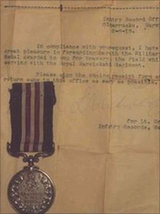 A medal and a letter