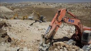 Bulldozers at a construction site in Pisgat Zeev, 15 October