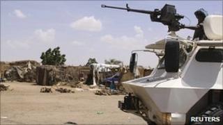 UN peacekeepers at Abu Shouk camp in Darfur. 8 Oct 2010