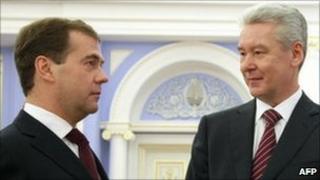 President Dmitry Medvedev and Sergei Sobyanin. Photo: 15 October 2010