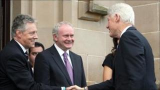 Peter Robinson, Martin McGuinness, Bill Clinton