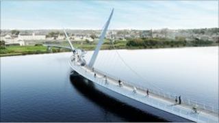 An artist's impression of how the new peace bridge will look
