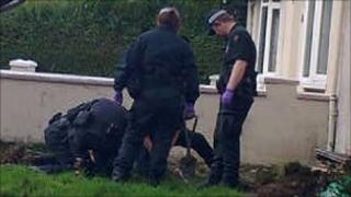 Police at the scene of the shooting
