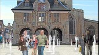 Peterbrough's Cathedral Square graphic