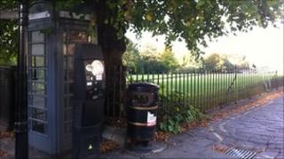 Phone box overlooking Royal Crescent in Bath