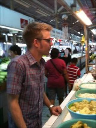 Jarrett Wrisley in a Bangkok market