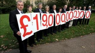 Union leaders on Tuesday, protesting against the tax payments they say have been avoided by UK banks