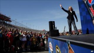 Meg Whitman at the NASCAR rally