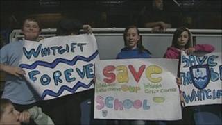 Whitgift school children protesting at the meeting
