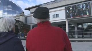 The Spending Review announcement was screened live in Bristol's Millennium Square