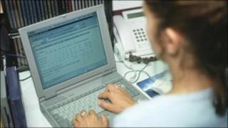 woman on computer