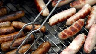 Sausages on a barbecue