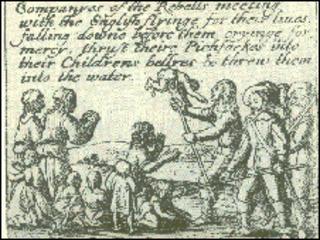 Woodcut of massacre
