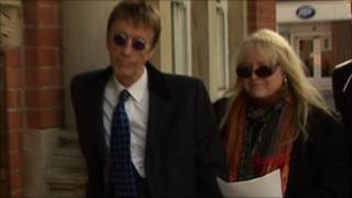 Robin Gibb and wife Dwina outside town hall