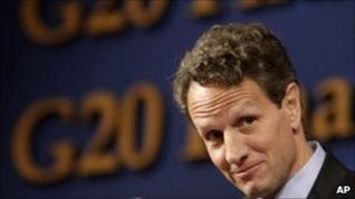 Timothy Geithner in Gyeongju, South Korea (23 October 2010)