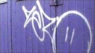 Graffiti on garage door