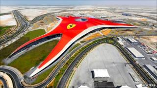 Aerial view of Ferrari World Abu Dhabi, a Ferrari themed amusement park, in Abu Dhabi September 27, 2010