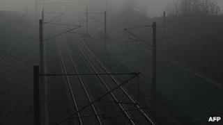 A deserted railway line near Augsburg, southern Germany, 26 October