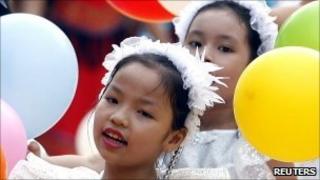 File image of Vietnamese girls in Hanoi on 1 October 2010