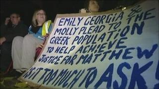 Family protest outside Greek Embassy