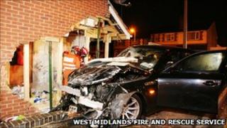The BMW that crashed into a house in Oldbury